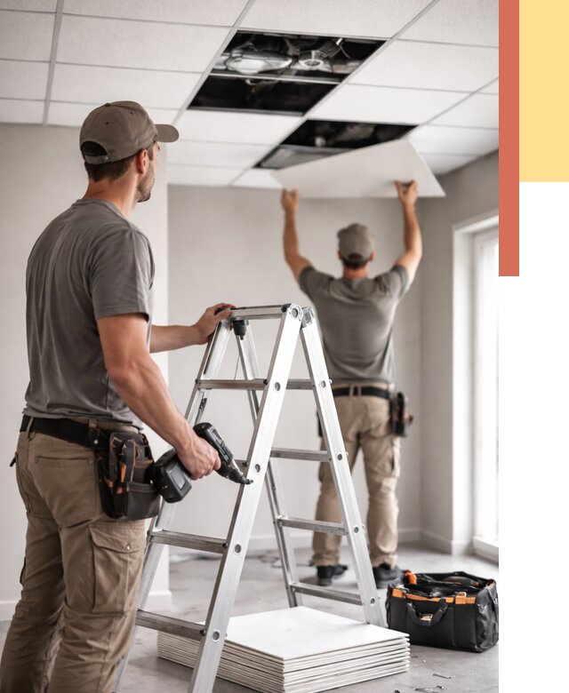 Обслуживание подвесного потолка в Малгобеке от 3611 руб. — быстро и недорого | ОТДЕЛОЧНИК-Млг