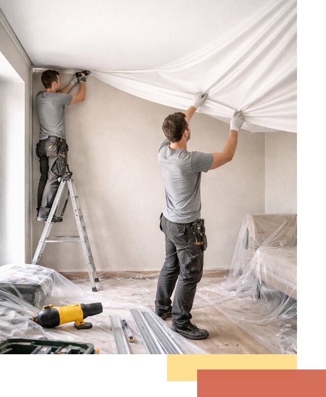 Монтаж тканевого натяжного потолка в Малгобеке недорого и быстро