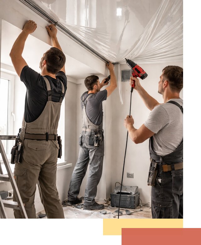 Монтаж глянцевого натяжного потолка в Малгобеке быстро и качественно