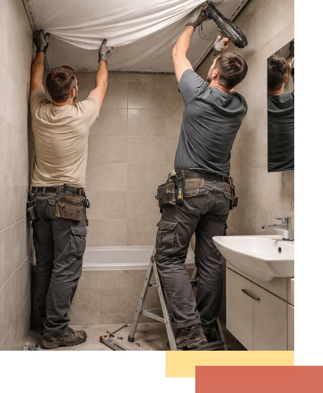 Монтаж натяжного потолка в ванной в Малгобеке быстро и качественно