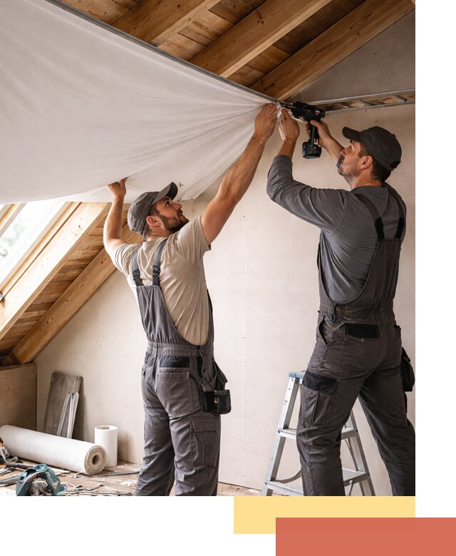 Монтаж натяжного потолка в мансарде в Малгобеке