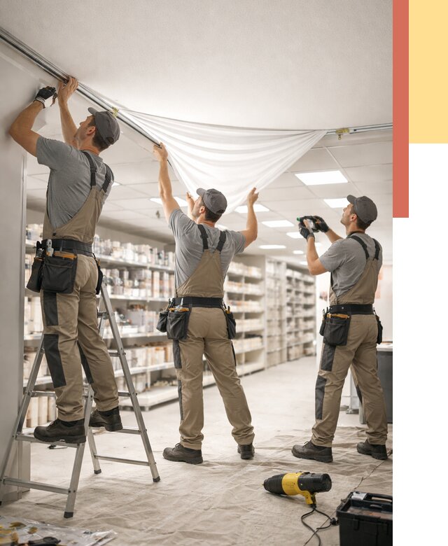 Монтаж натяжного потолка в магазине в Малгобеке от 4643 руб. быстро и недорого | ОТДЕЛОЧНИК-Млг