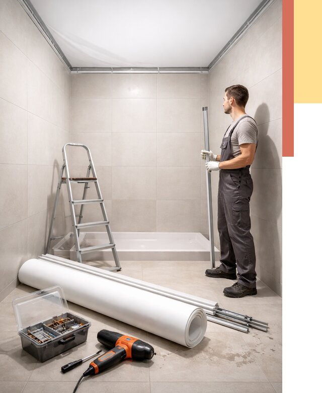 Монтаж натяжного потолка в санузле в Малгобеке от 1909 руб. — ОТДЕЛОЧНИК-Млг