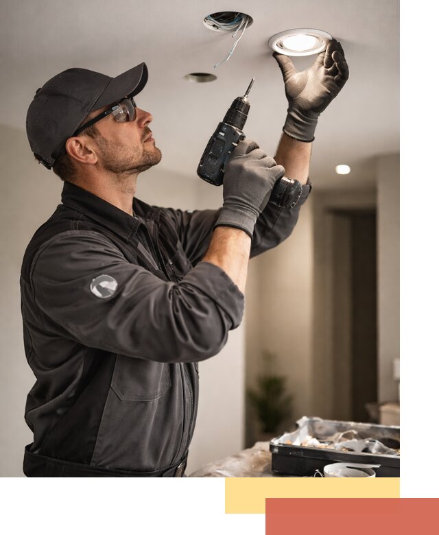 Установка точечных светильников в натяжной потолок в Малгобеке