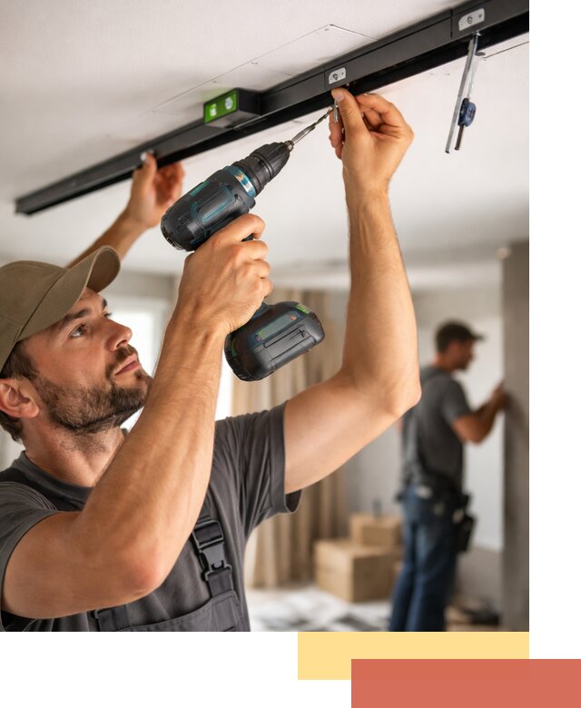 Установка трековых светильников в натяжной потолок в Малгобеке