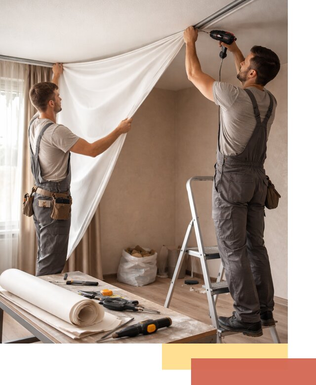 Замена полотна натяжного потолка в Малгобеке быстро и качественно