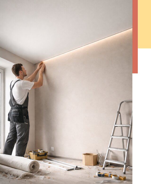 Теневые натяжные потолки в Малгобеке от 8461 руб. под ключ | ОТДЕЛОЧНИК-Млг