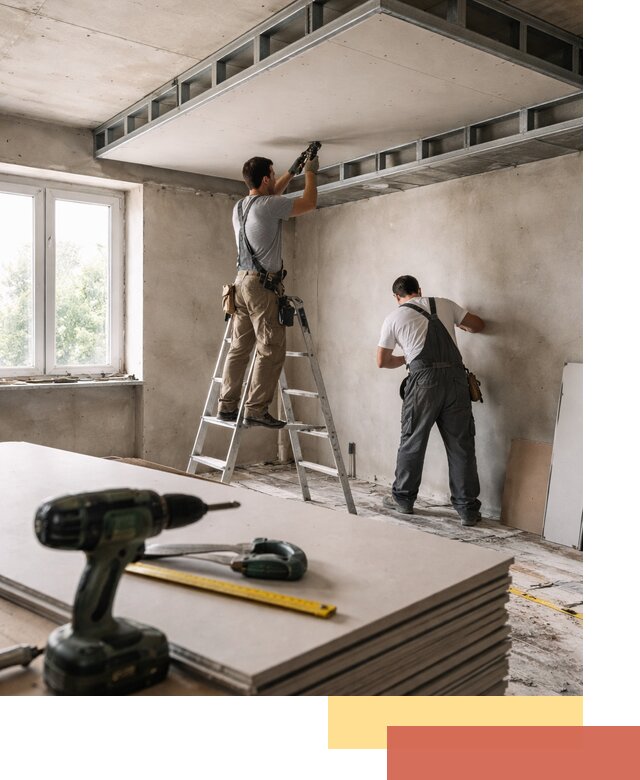 Двухуровневый потолок из гипсокартона в Малгобеке