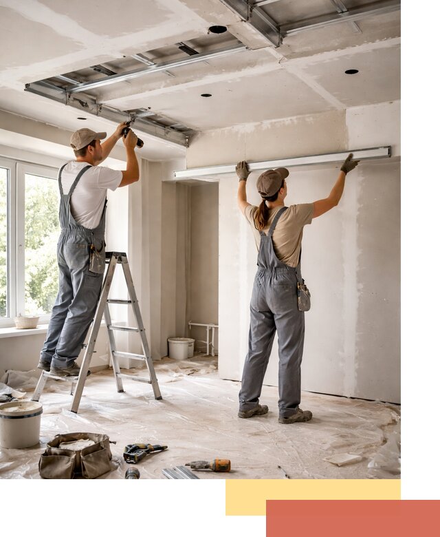 Монтаж многоуровневого потолка из гипсокартона в Малгобеке