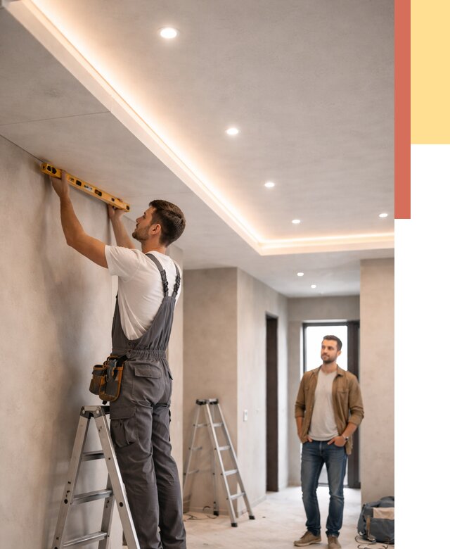 Потолок из гипсокартона с подсветкой в Малгобеке от 774 руб./м2 под ключ | ОТДЕЛОЧНИК-Млг