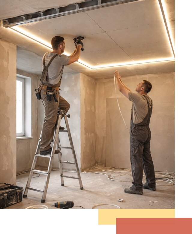 Потолок из гипсокартона с подсветкой в Малгобеке