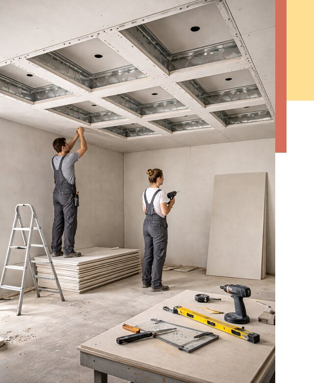 Кессонный потолок из гипсокартона в Малгобеке от 1909 руб. — монтаж и под ключ | ОТДЕЛОЧНИК-Млг