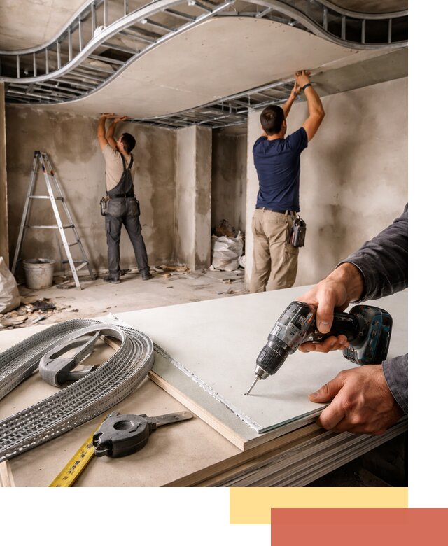 Криволинейный потолок из гипсокартона в Малгобеке — монтаж и отделка