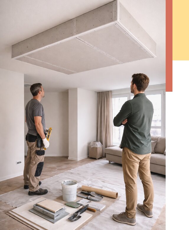 Короб на потолке из гипсокартона в Малгобеке от 2270 руб. — монтаж и услуги под ключ | ОТДЕЛОЧНИК-Млг