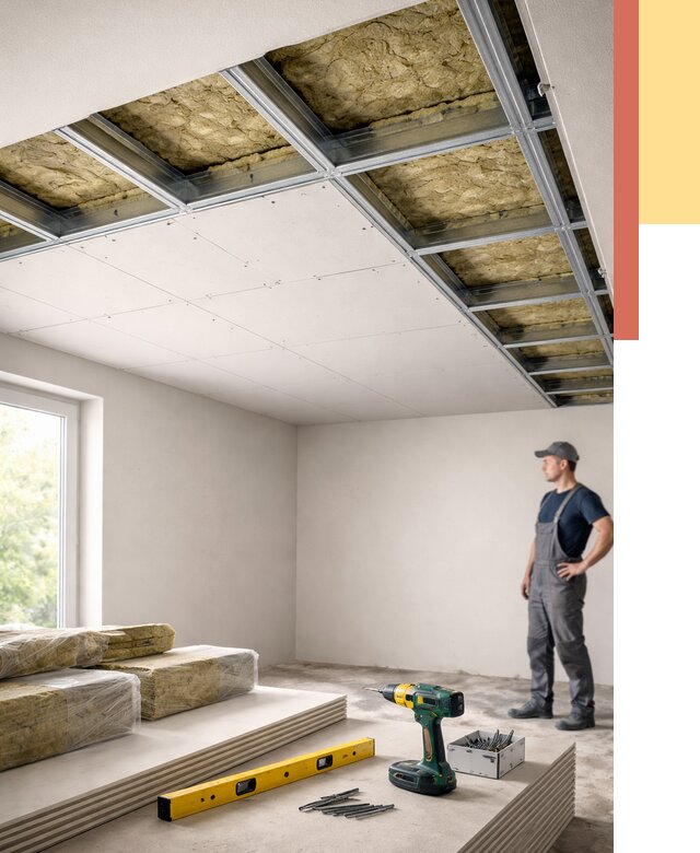 Звукоизоляция потолка ГКЛ в Малгобеке от 980 руб. — монтаж под ключ | ОТДЕЛОЧНИК-Млг