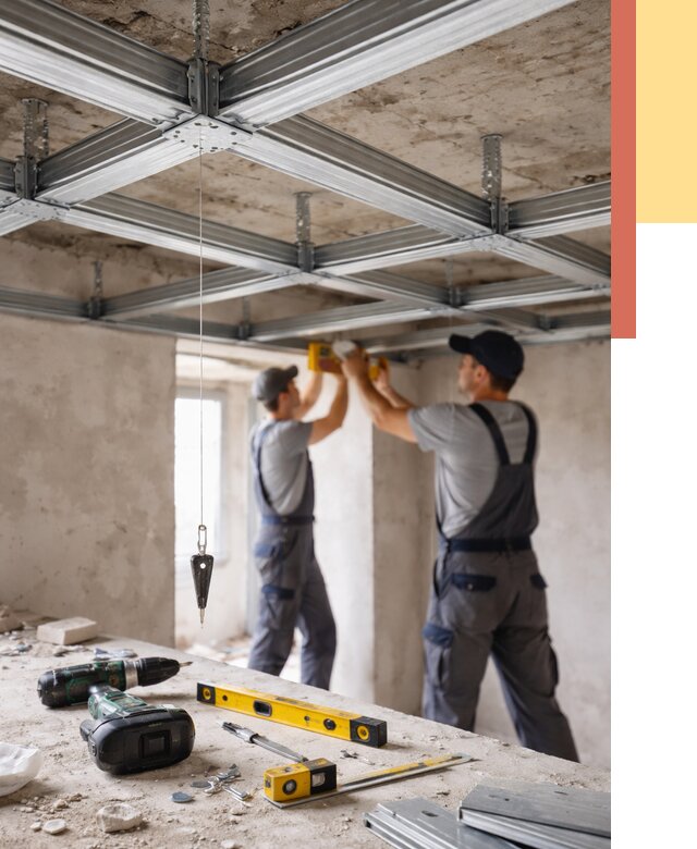 Монтаж каркаса потолка из профиля в Малгобеке от 4643 руб. — услуги ОТДЕЛОЧНИК-Млг