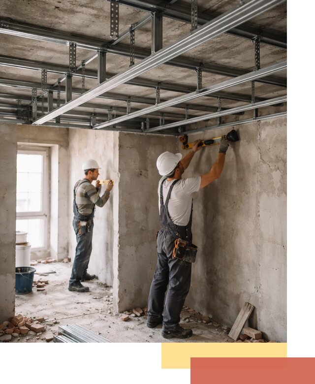 Монтаж каркаса потолка из профильного профиля в Малгобеке