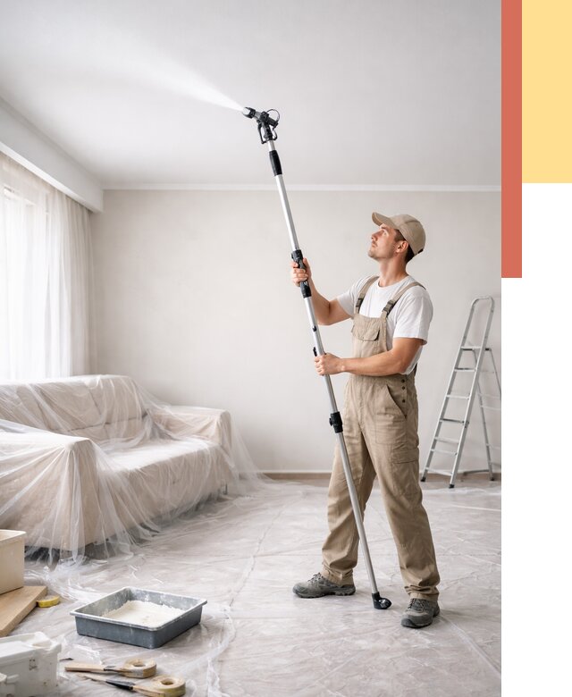 Покраска потолка краскопультом в Малгобеке от 4643 руб. быстро и недорого | ОТДЕЛОЧНИК-Млг