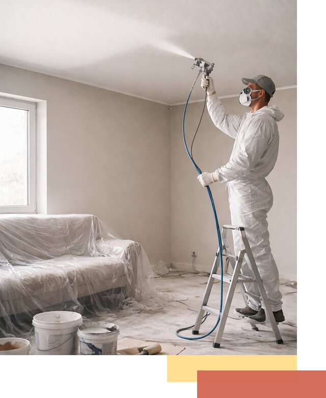 Покраска потолка краскопультом в Малгобеке быстро и качественно