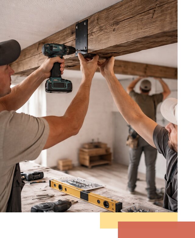 Монтаж декоративных потолочных балок в Малгобеке