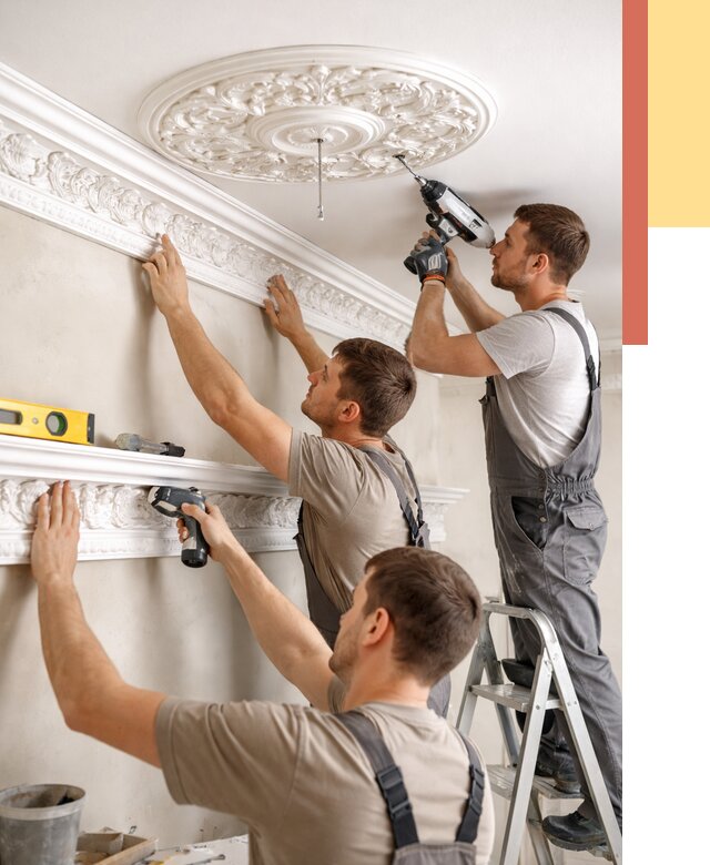 Монтаж лепнины на потолок в Малгобеке от 3302 руб. быстро и недорого | ОТДЕЛОЧНИК-Млг